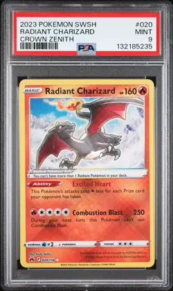 Radiant Charizard Pokemon Sword And Shield Crown Zenith 020 NM PSA 9 - Image 1