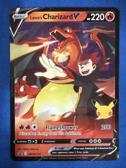 Lance’s Charizard V SWSH133 Pokemon Celebrations Black Star Promo Holo NM - Image 1