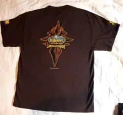BLIZZARDS UD WORLD OF WARCRAFT BATTLEGROUNDS DRANEI BROWN SHIRT VINTAGE LG - Image 2