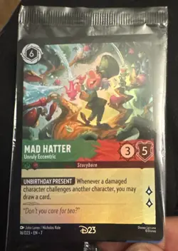 2026 Disney Lorcana D23 Promo MAD HATTER Gold Member Exclusive Card - Image 1
