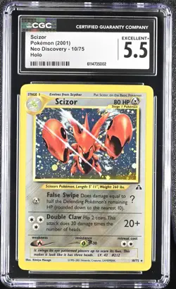 Scizor 10/75 -Pokemon 2001 Neo Discovery Holo - Graded CGC Excellent + 5.5 - Image 1