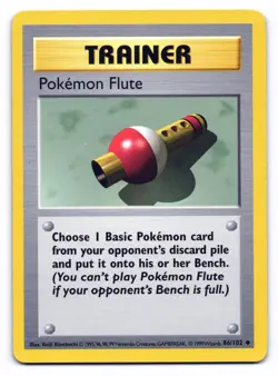 Pokemon Flute 86/102 Uncommon Base Set Pokemon Shadowless MP - Image 1