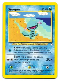 Wooper 82/111 Common Neo Genesis Pokemon Unlimited LP - Image 1