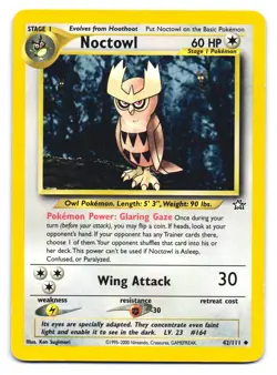 Noctowl 42/111 Uncommon Neo Genesis Pokemon Unlimited HP - Image 1