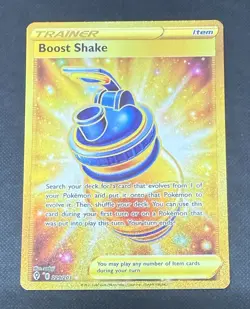 Pokemon TCG Boost shake 229/203 secret rare full art gold holo pack to sleeve - Image 1