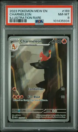 2023 POKEMON MEW EN-151 ILLUSTRATION RARE #169 CHARMELEON PSA 8 - Image 1