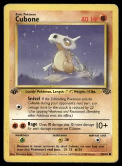 Pokemon Tcg Cubone [1st Edition] #50 Pokemon Jungle HP - Image 1