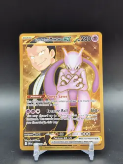 Pokemon Destined Rivals Team Rocket's Mewtwo ex 240/182 Holo Secret Rare Gold - Image 1
