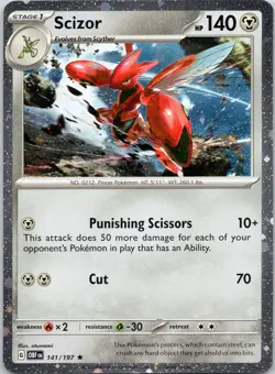 Scizor 141/197 R Obsidian Flames Pokemon COSMOS HOLO Near Mint - Image 1