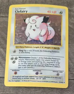 1999 POKEMON BASE SET SHADOWLESS #5 CLEFAIRY-HOLO RARE - Image 1