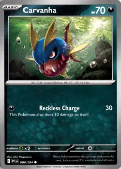 Carvanha 060/094 ME02: Phantasmal Flames Pokemon Card TCG - Image 1