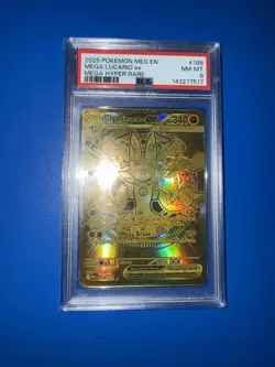 PSA 8 Mega Lucario ex gold #188/132 - Mega Evolution Pokemon TCG Card English - Image 1
