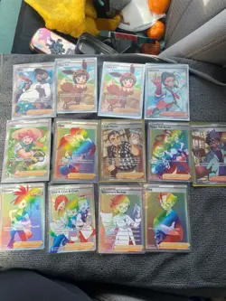Lot of 13 Pokemon full art trainer cards (6 are rainbow). Great condition! - Image 1
