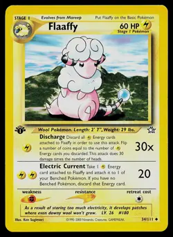 Pokemon Card - Flaaffy Neo Genesis 34/111 Uncommon 1st Edition - Image 1