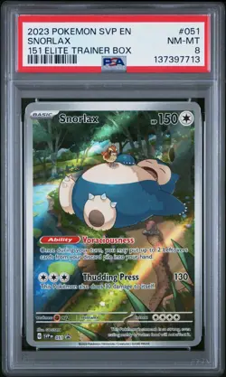2023 POKEMON SVP EN-SV BLACK STAR PROMO 151 ELITE TRAINER BOX #051 SNORLAX PSA 8 - Image 1