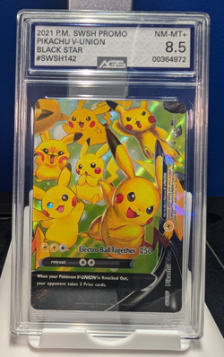 Pokemon Black Star Promo Pikachu V-Union SWSH142 AGS NM-MT+ 8.5 Full Holo 2021 - Image 1