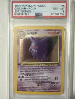 Pokemon 1st Edition PSA 8 Gengar 5/62 Fossil Holo - Image 1