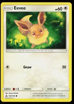 Eevee (104) 104/156 Normal Pokemon TCG SM - Ultra Prism LP - Image 1