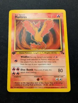 M/NM Pokemon 1st Edition Moltres Fossil Set 27/62 Vintage 1999 - Image 1