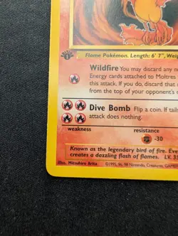 M/NM Pokemon 1st Edition Moltres Fossil Set 27/62 Vintage 1999 - Image 4