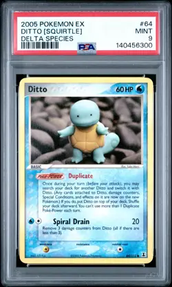 2005 POKEMON EX DELTA SPECIES #64 DITTO [SQUIRTLE] PSA 9 - Image 1