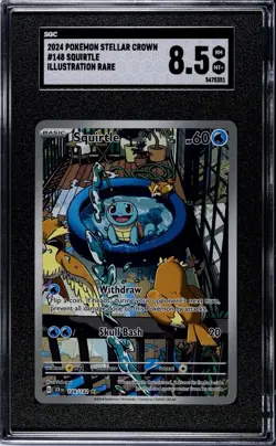 2024 POKEMON SCR EN-STELLAR CROWN ILLUSTRATION RARE #148 SQUIRTLE SGC 8.5 - Image 1