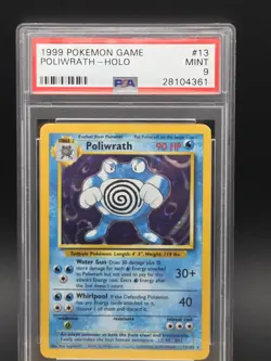 Pokemon Poliwrath Base Set Unlimited Holo Rare 13/102 PSA 9 1999 English - Image 1
