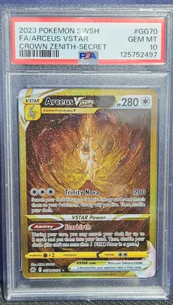 PSA 10 Arceus VSTAR GG70/GG70 Crown Zenith Gold Secret Rare Pokemon Card - Image 1