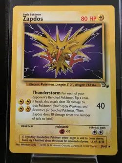 Pokemon TCG Zapdos 30/62 Rare Vintage Non Holo Card NM - Image 1