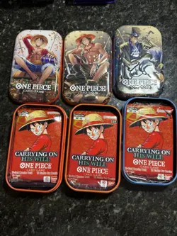 One Piece Collectible Tins.- Tins and packs only - Promo card removed. 3pk Tins - Image 1
