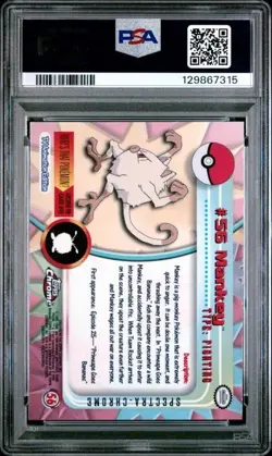 2000 Topps Pokemon Spectra Chrome #56 Mankey PSA 9 TV Series 1 - Image 2