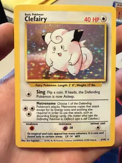 Pokemon TCG Clefairy Base Set Unlimited 5/102 Holo Rare Card, 1999 LP - Image 1