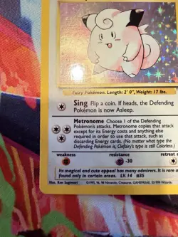 Pokemon TCG Clefairy Base Set Unlimited 5/102 Holo Rare Card, 1999 LP - Image 3