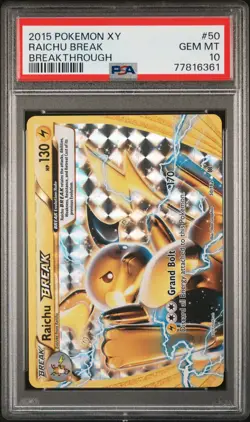 2015 Pokemon XY Breakthrough #50 Raichu Break PSA 10 Gem Mint - Image 1