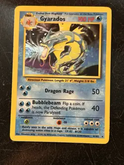 Pokemon TCG Gyarados 6/102 Base Set Unlimited Holo Rare MP - Image 1
