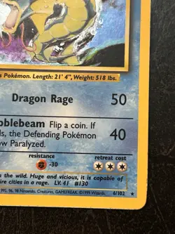 Pokemon TCG Gyarados 6/102 Base Set Unlimited Holo Rare MP - Image 5