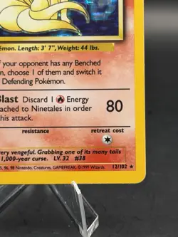 Ninetails 12/102 Holo Rare Base Set Unlimited Pokemon TCG 1999 (MP) - Image 2