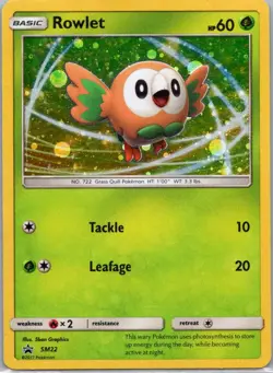 Pokemon TCG Rowlet SM22 SM Black Star Promos Cosmos Holo LP - Image 1