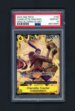 One Piece TCG - Charlotte Cracker OP03-108 SR Alt Art PSA 10 - Image 1