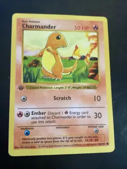 Pokemon TCG Charmander Base Set, 1st Edition Shadowless 46/102 LP - Image 1