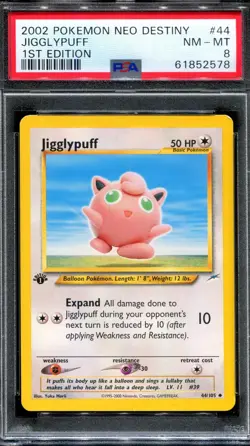 PSA 8 Pokemon 2002 1st Edition Neo Destiny Jigglypuff Uncommon #44 - Image 1