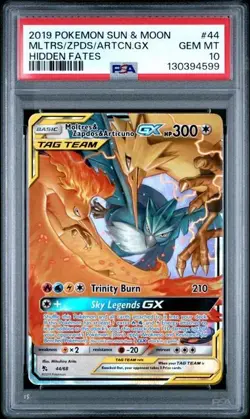 Pokemon Moltres & Zapdos & Articuno GX Hidden Fates Holo Ultra Rare #44 PSA 10 - Image 1