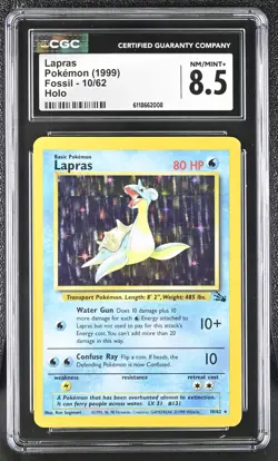 CGC 8.5 Lapras 1999 Fossil 10/62 Graded Pokemon Card - Image 1