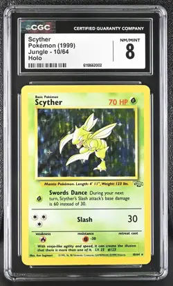 CGC 8 Scyther 1999 Jungle Holo 10/64 Graded Pokemon Card - Image 1