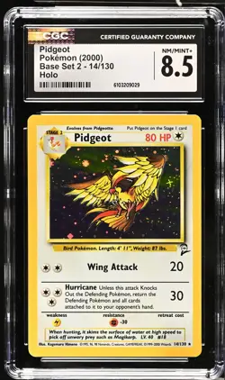 CGC 8.5 Pidgeot 14/130 Holo Base Set 2 Pokemon Card - Image 1