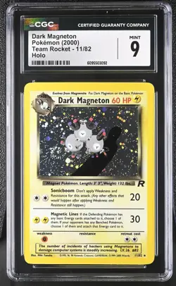 CGC 9 Dark Magneton 11/82 Holo SWIRL Team Rocket Pokemon Card - Image 1