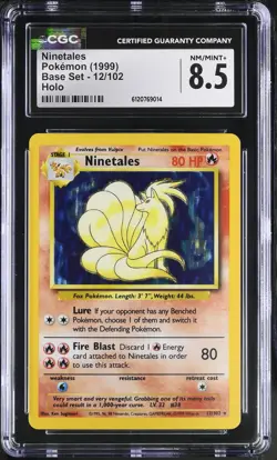 CGC 8.5 Ninetales 12/102 Holo Base Set Pokemon Card - Image 1