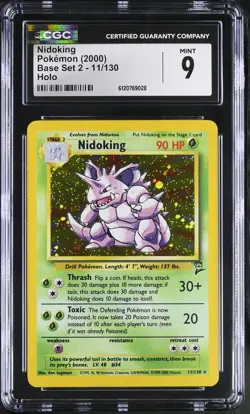 CGC 9 Nidoking 11/130 Holo Base Set 2 Pokemon Card - Image 1