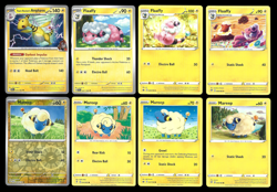 Ampharos Mareep Flaaffy Pokemon Card Collection Set of 8 English Holo Rare Cute - Image 1