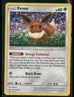 Pokemon Card Eevee Sun And Moon General Mills Sequin Holo 101/149 Near Mint - Image 1